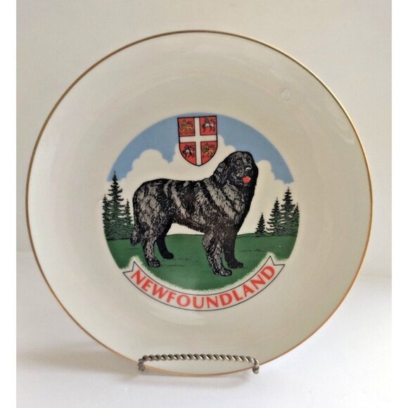 Collector Plate Canada Newfoundland Coat of Arms & Newfoundland Dog 9 1/2" - Picture 1 of 8